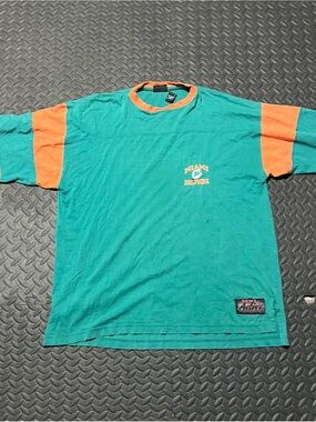 Active USA Teal and Orange Colorblock Short-Sleeve Tee